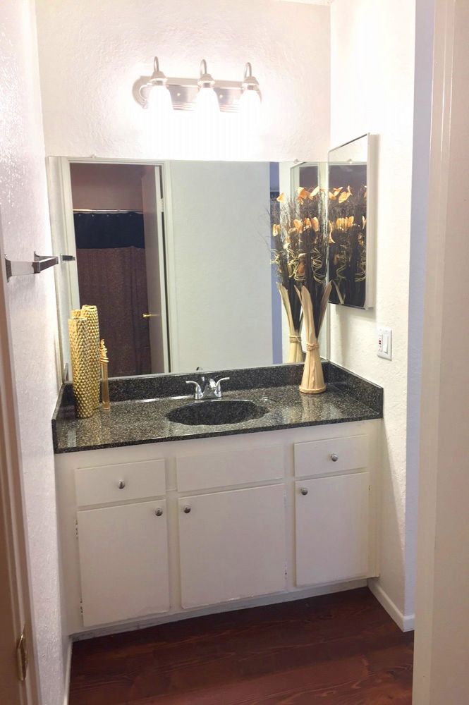 This 2 bed 2 bath resurfaced counters 3 photo can be viewed in person at the Cinnamon Creek Apartments, so make a reservation and stop in today.